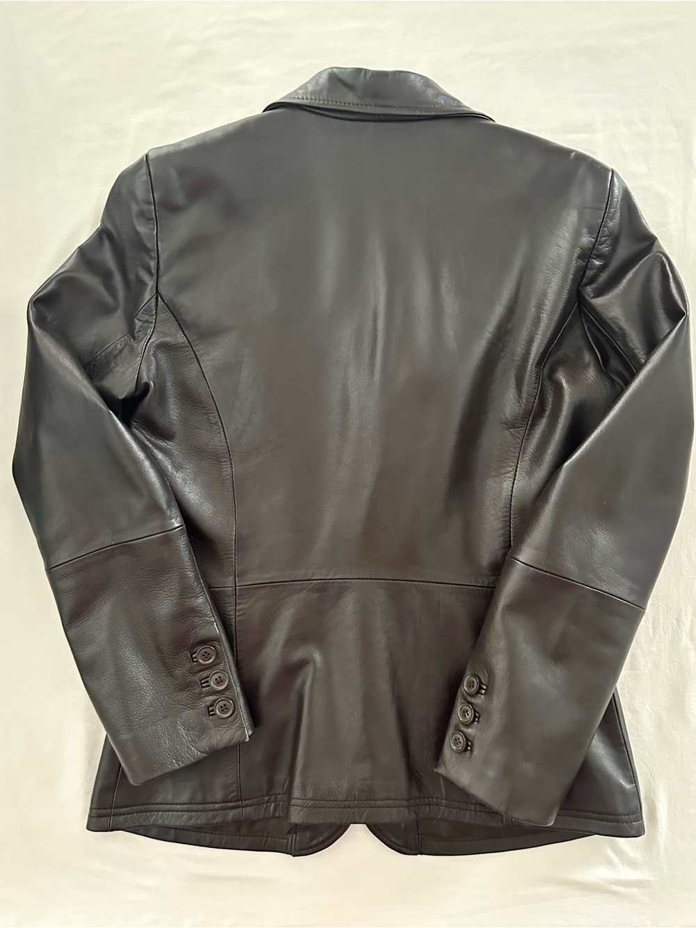 Vintage 90’s Casual Corner Genuine Leather Blazer Jacket Brown Size M - Picture 3 of 7